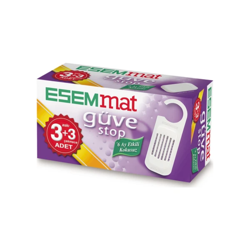 Esemmat Güve Stop 3 Askı + 3 Çekmece Güçlü Formül ile Kokusuz ve Etkili Zararlı Kontrolü